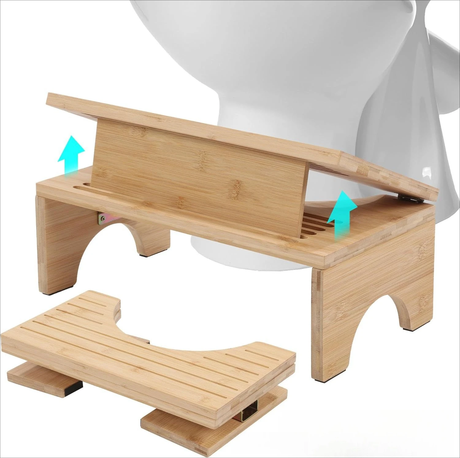 

Bamboo toilet stool, wooden foldable footstool, toilet footstool, toilet stool, children's washing stool