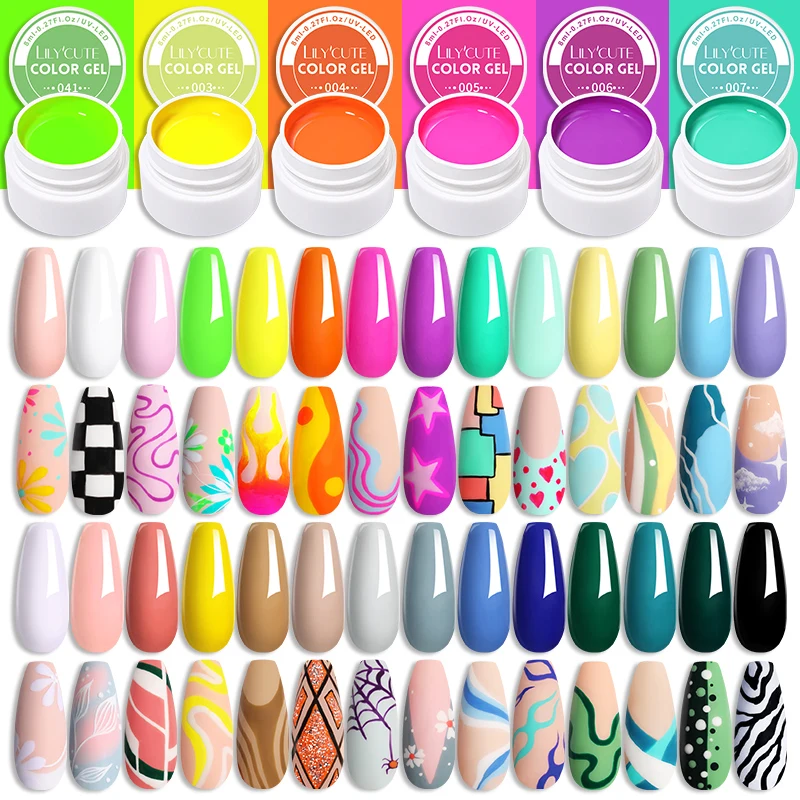 LILYCUTE 8ml Gel Nail Polish Colorful Painting Gel Nail Art Vernis Semi Permanent Glitter Polish UV Nail Gel Top Coat Manicure