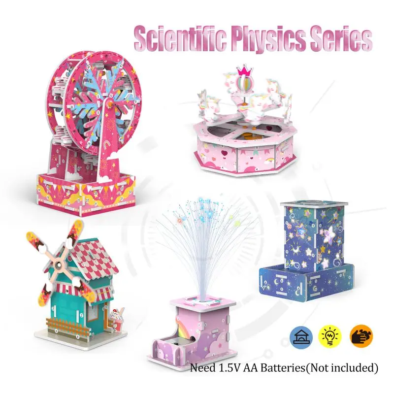 5in1 Physical Science Technology Engineering Mathematics Educational EVA 3D Puzzles School Maker Course DIY Science Assembly Kit