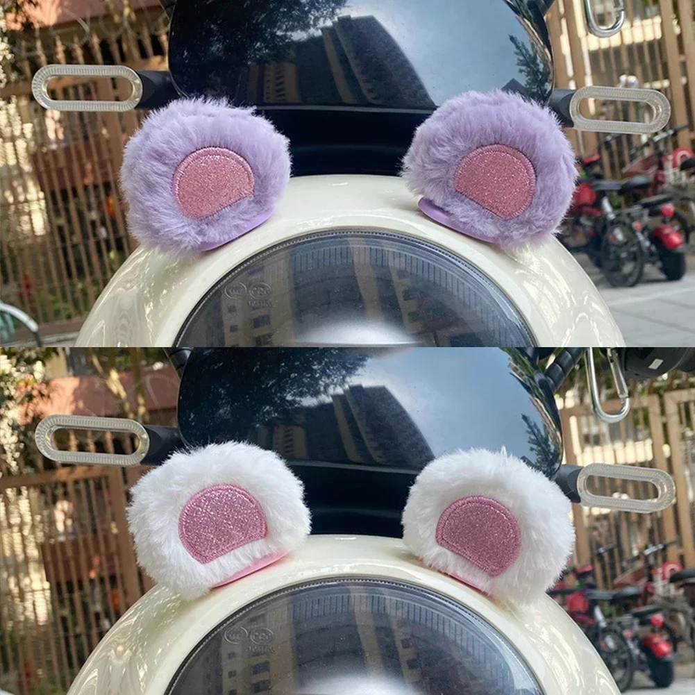 

1pair Car Interior Decoration Plush Rabbit Ears Design Car Mirror Ornament Automotive Charm Car Interior Accessories