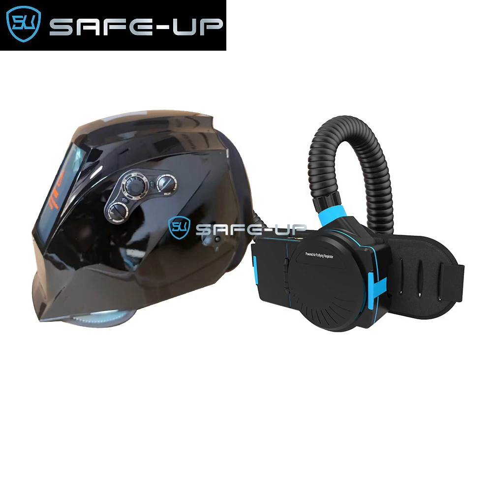 Welding Helmet Large Viewing PAPR Auto Darkening Mask High Powered Filtration Dust Respirator for Welder Machine