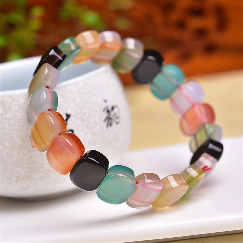 Natural Colored Agate Bangle Women Reiki Healing Fengshui Lucky Bangles Women Hoilday Gift 1PCS 10x14mm