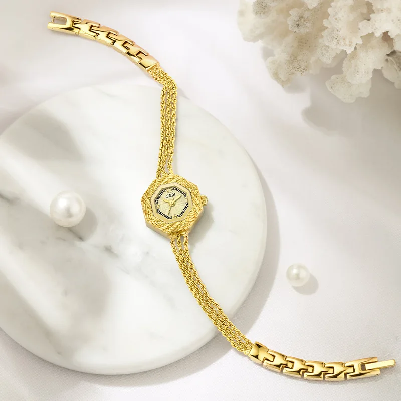 2026 Fashion Brand Tassel Bracelet Watch Exquisite Octagonal Design Quartz Waterproof Watch for Women's New Year Christmas Gift