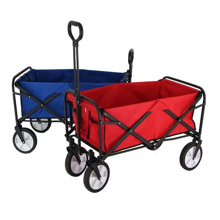 

Black Red Adjustable Heavy Duty Collapsible Folding Utility Car Outdoor Cart Beach Picnic Foldable Camping Wagon