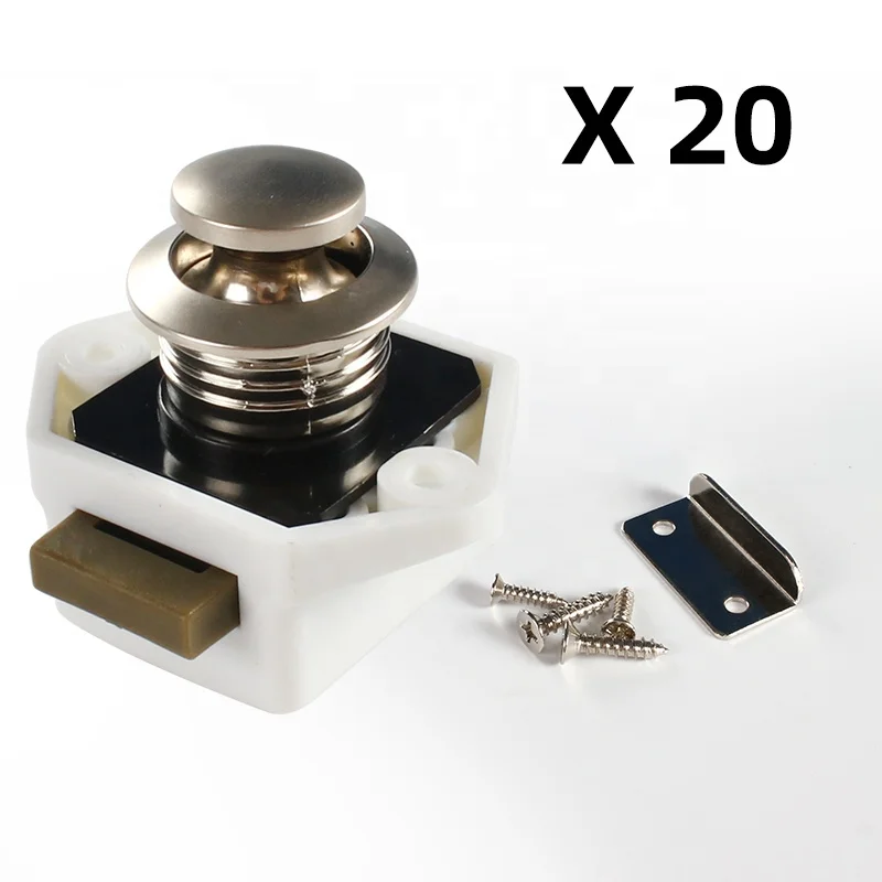 OEM Campervan مقطورة متنقل أجزاء قطع حجم 20 مللي متر سبائك الزنك مفتاح متنقل متنقل قارب يخت الأبيض قفل دفع صغير