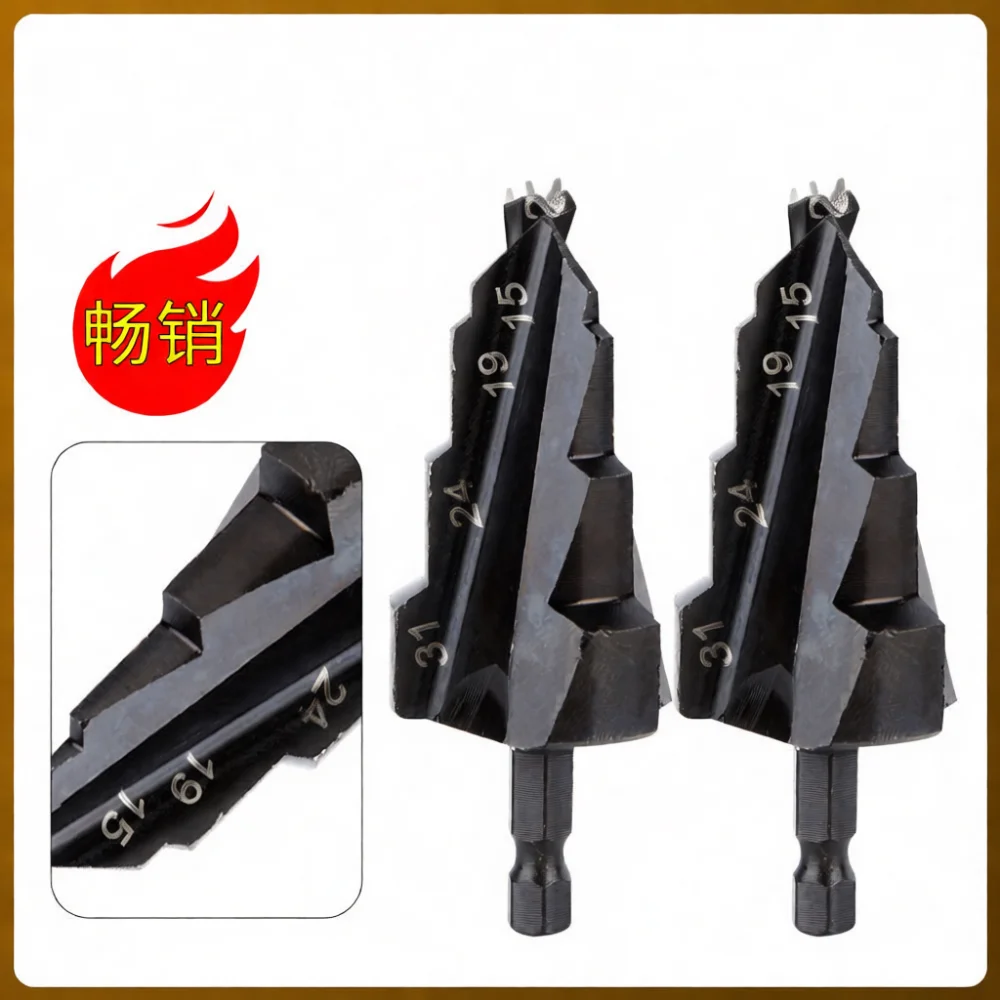 Three Blade Hex Shank PPR Pipe Opener Woodworking Hole Saw Step Drill Bit Professional Metal Cutting Tool Supply