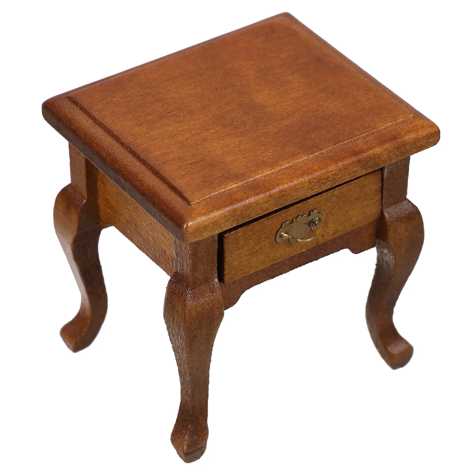 

1:12 Scale Miniature Bedside Table Wooden Dollhouse Nightstand Functional Drawer French Country Style Small Coffee Table For