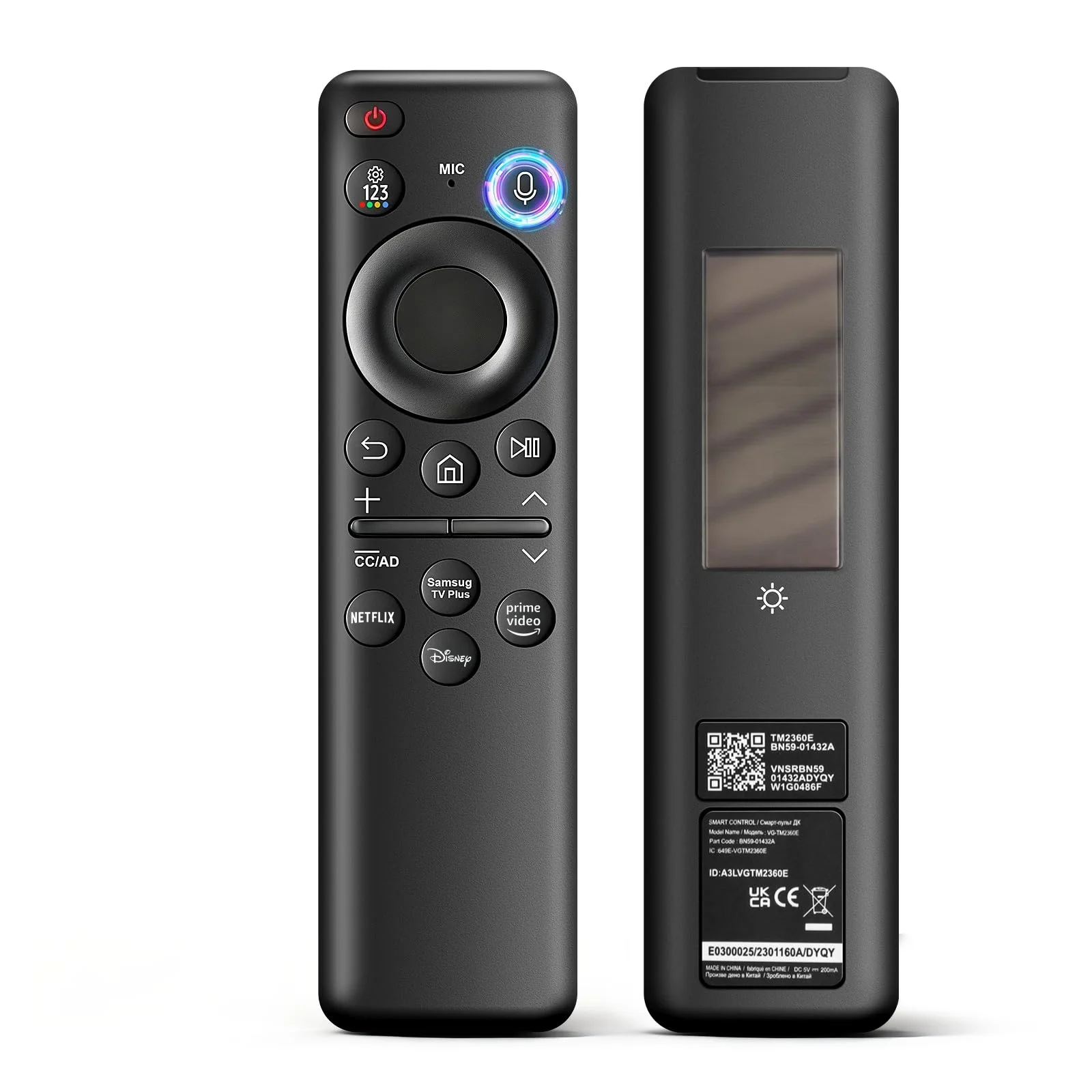 BN59-01432A TM2360E Rechargeable Voice Remote for Samsung Smart TVs, Replacement for All 2021–2025 Samsung TV Remote with Sloar
