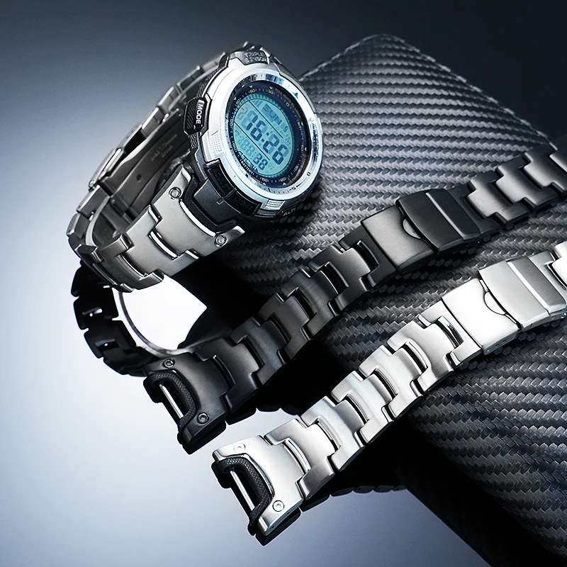 Cadena de reloj de alta calidad compatible con reloj de montaña Casio PROTREK PRG-110T/Y PRW-1300Y correa de reloj de aleación de titanio modificada