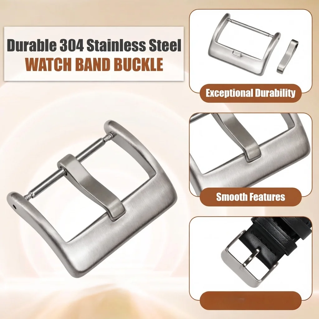 16mm/18mm/20mm Pin Buckle Tongue Buckle with Spring Bars Watch Bands Clasp Replacement Part for Smartwatch Straps 2mm/3mm