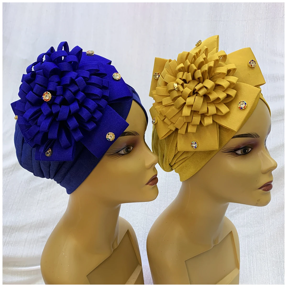 Bonnet Turban en Velours localité avec Strass pour Femme Musulmane, Chapeau Indien Solide à la Mode, 6/12 Pièces