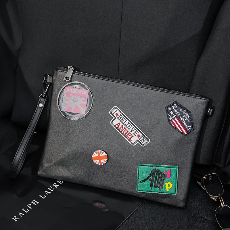 Stylish Korean Hand Clutch Bag with Badge Design