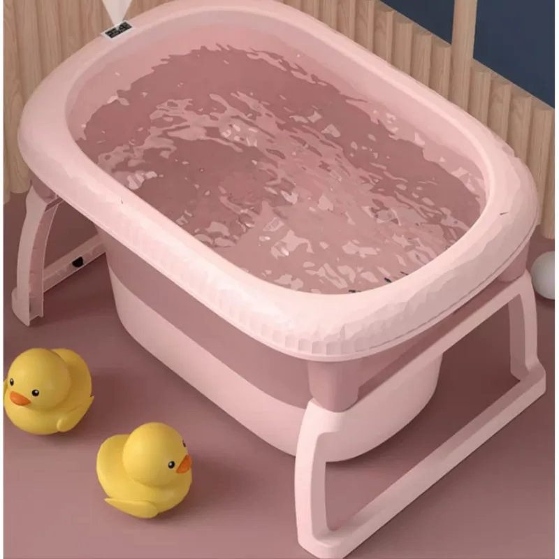 Large Baby Bathtub with Real-time Temperature Sensing, Folding Basin, High Insulation, Stable and Durable Bathroom Solution