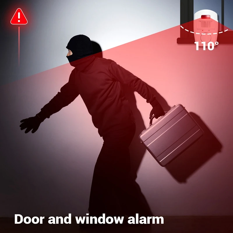 Infrared Motion Sensor Alarm - Burglar Alarm With 2 Remote Controls, Suitable For Home/Garages/Shops