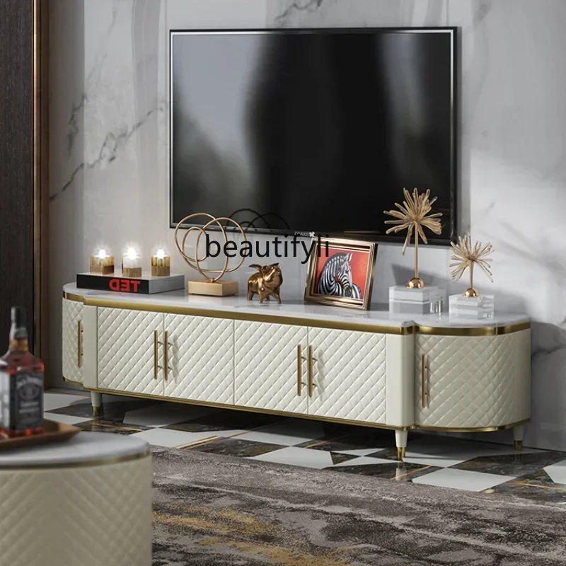 

C Light Luxury TV Cabinet Modern Fashion Living Room Floor Cabinet Home Bedroom Marble Italian TV Stand