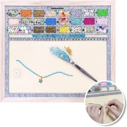 XUQIAN Beading Mat Bead Board Surface Flocking with Wooden Base and Bead Scoop for Jewelry Making and Beading Supplies