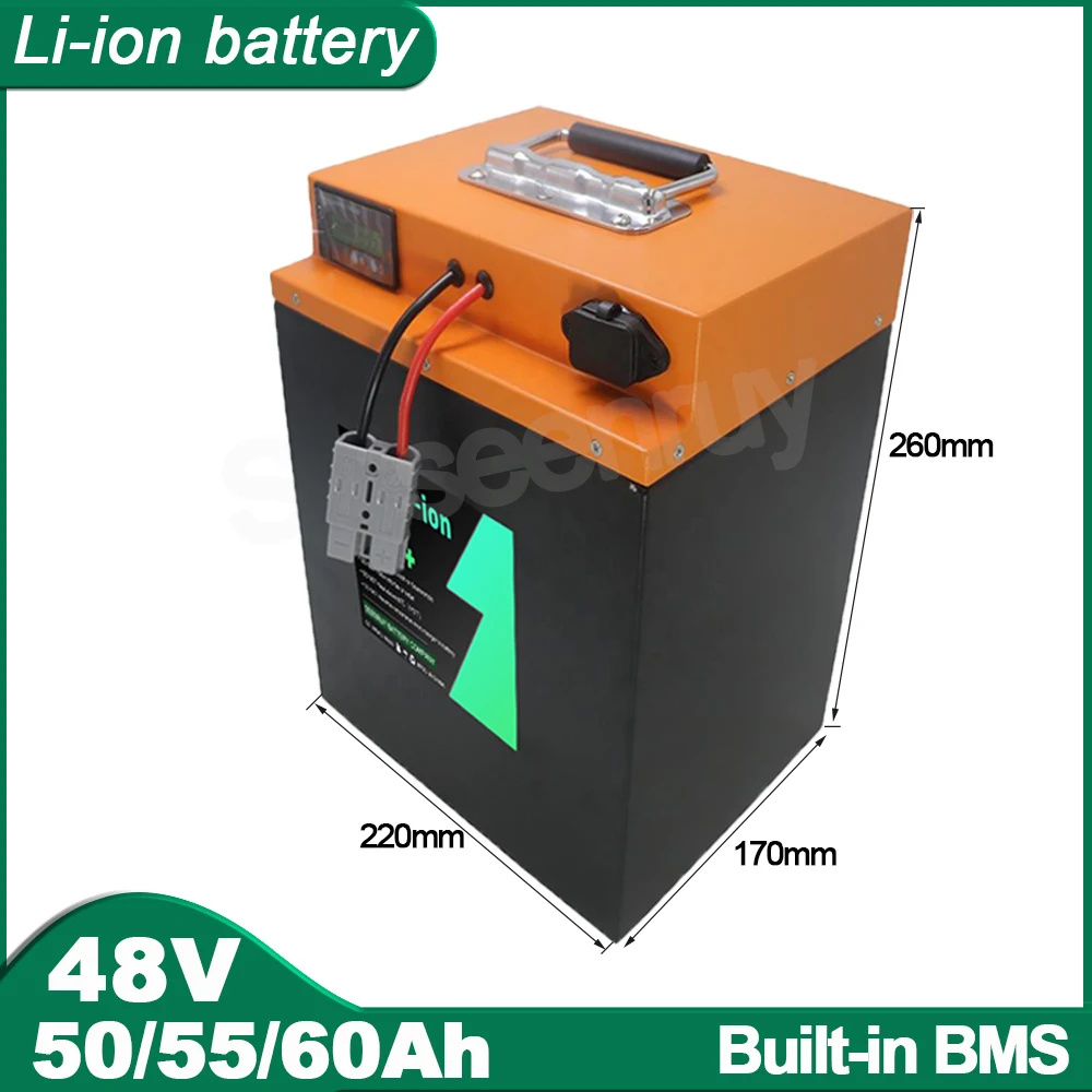 48V 50AH 55AH 60AH 13S Li-ion With LCD Display  Lithium Polymer Battery For Electric Scooter Cars Tricycle RV Motorcycle