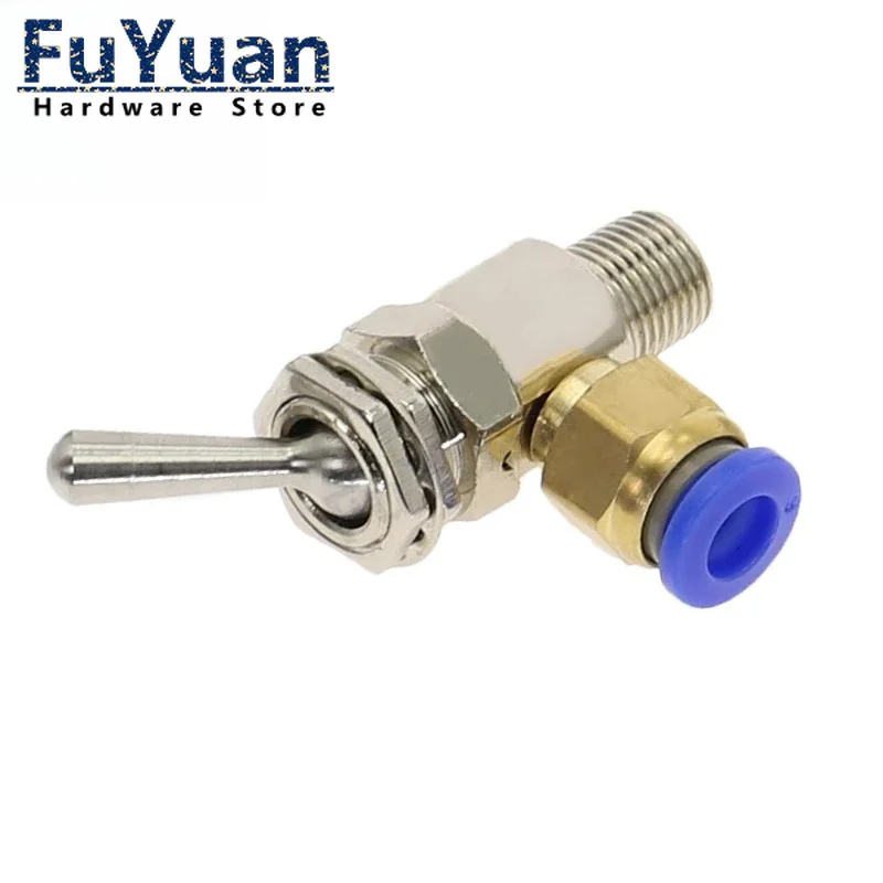 Air Pneumatic Mechanical Valve TAC-3V Exhaust valve 2 Position 3 Way M5 Female 1/8 Male Thread Toggles Switch w Fiittings