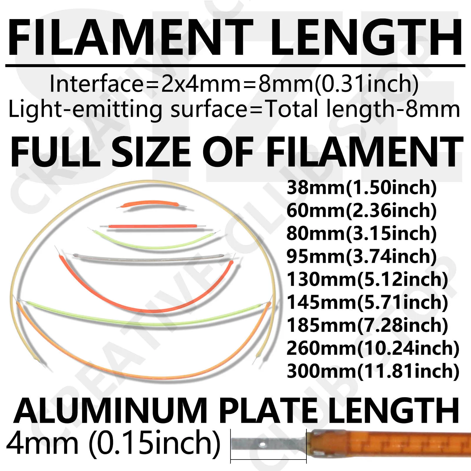 Imagem -03 - Flexível Led Filamento Lâmpada Peças Led Diodos Retro Edison Bulb Dc3v 38 mm 60 mm 80 mm 130 mm 145 mm 185 mm 260 mm 300 mm Pcs