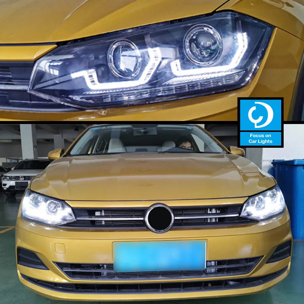 Car Front Headlight Parts for VW Polo 2019-2020 New LED HeadLamp Styling Dynamic Turn Signal Lens Automotive Accessories 2PCS