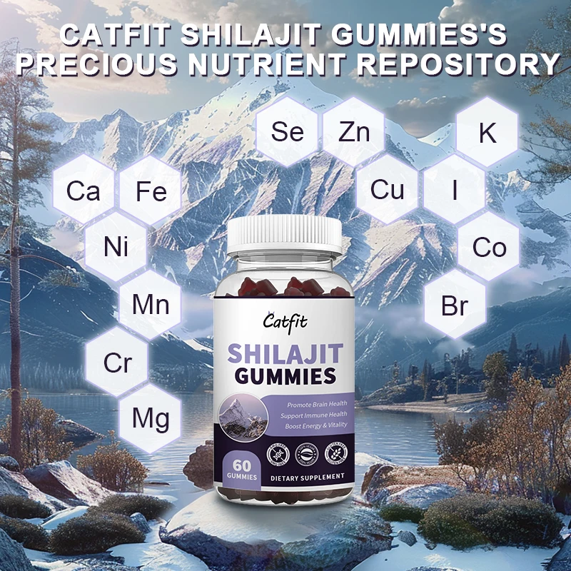 Strawberry Flavor 60pcs Shilajit Gummies 800mg Shilajit Men&Women 85+ Mineral Formula Fulvic Acid Supplement Shilajit Original