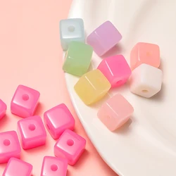 10pcs/lot Acrylic Jelly Colored Square Shape Beads Big Bracelet Loose Beads For DIY Jewelry Making Necklace Craft Accessories
