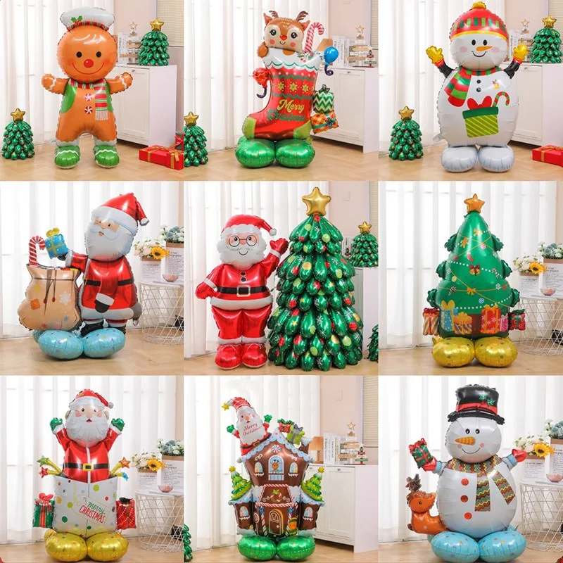 Globos de Feliz Navidad Santa Claus muñeco de nieve alce medias globo de aluminio árbol de Navidad para decoraciones para el hogar Navidad 2026 Año Nuevo