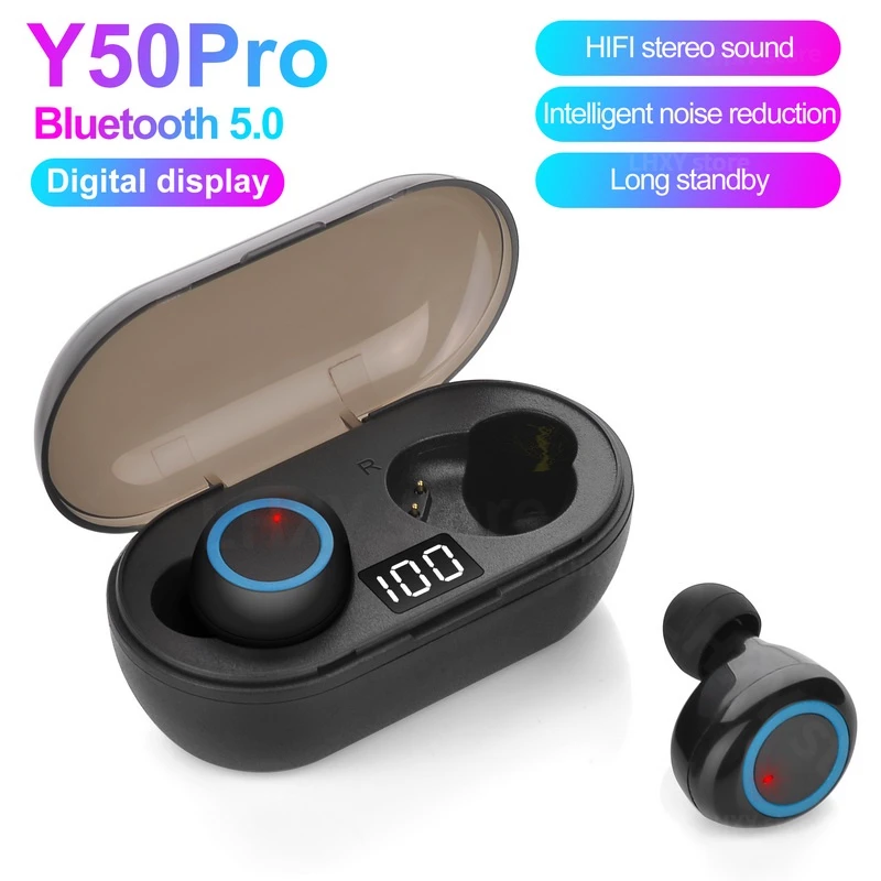 Y50pro TWS Wireless bluetooth headset 5.2 Headphone Sport Earphone Bluetooth Gaming Headset with Mic Wireless Earbuds for Xiaomi