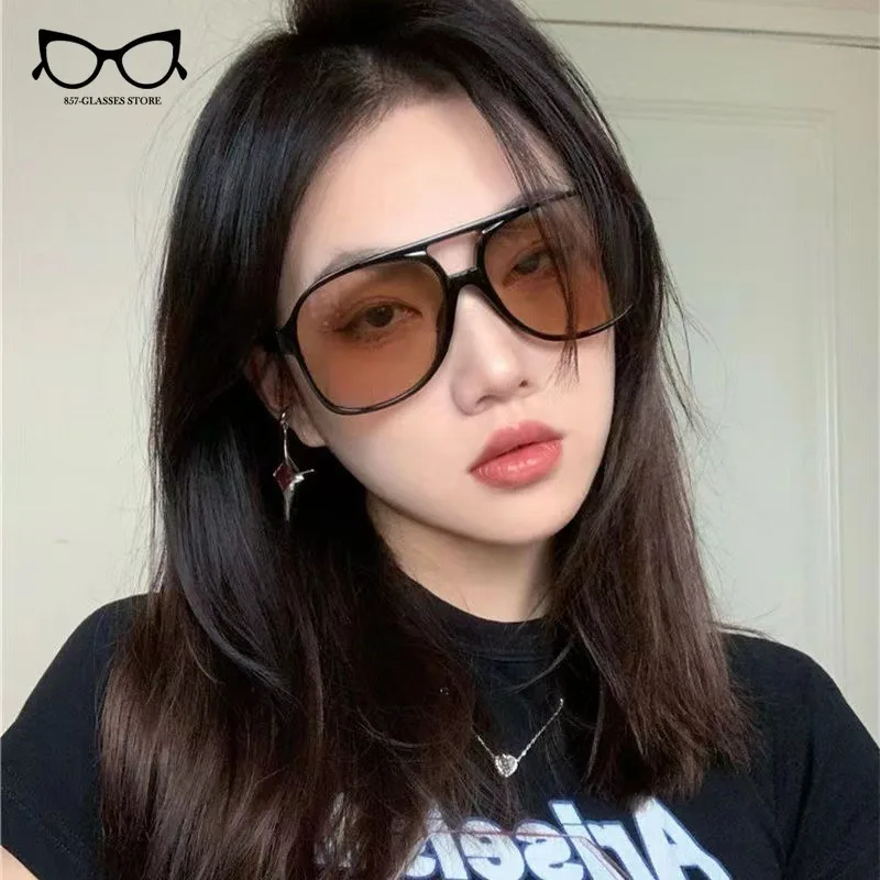 Fashion Square Sunglasses Women Vintage Double Beam Frame Sun Glasses Ocean Gradient Retro Designer Outdoor Shades