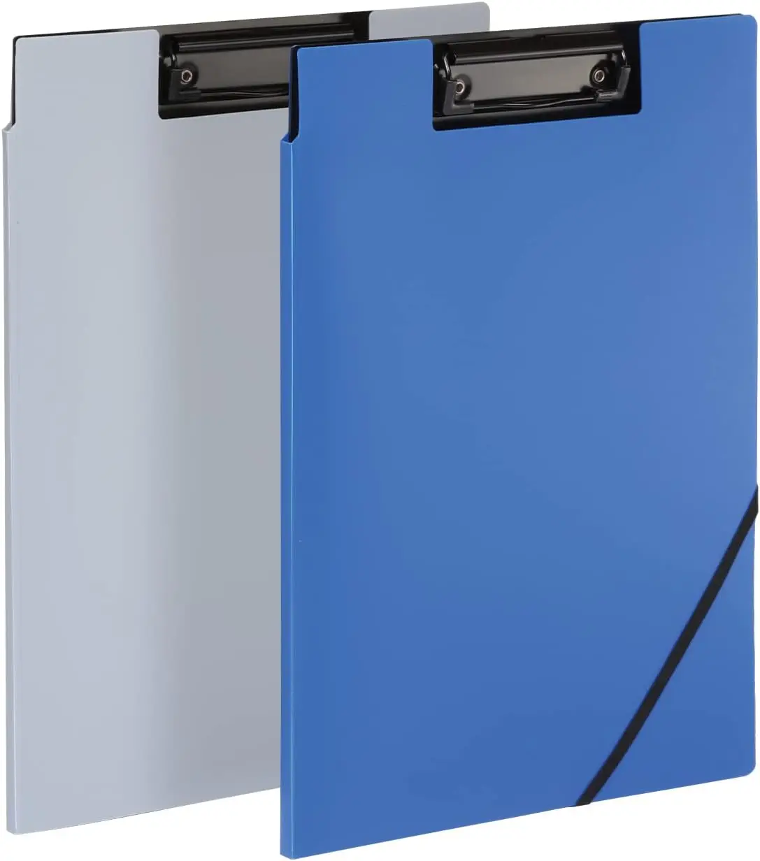 

Clipboard Folder 2-Pack, Gray/Black & Blue/Black, 4 Pockets, Pen Holder, Portable Writing Desk for Office, Nursing, Classroom