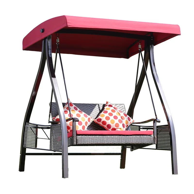 Outdoor High Quality Garden Swing Chair 2 Seats Rattan Canopy Hammock Beach Metal Patio Wrought Iron Patio Swings