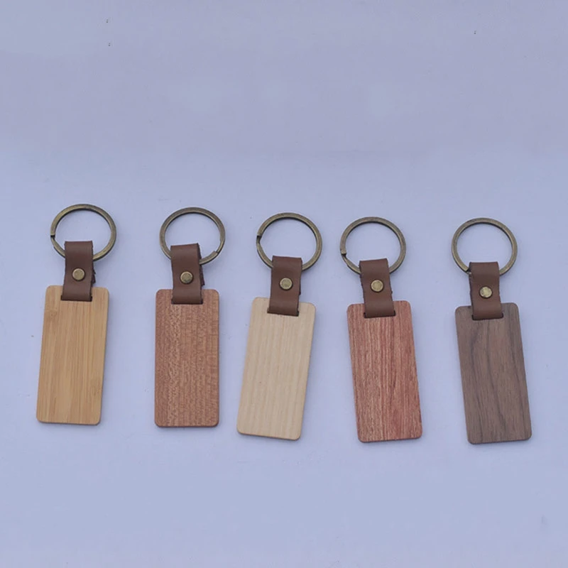 100Pcs Wood Keychain Gift Advertising Wooden Sign Keyring 5 Styles Wood Keychain Personalized Accessories