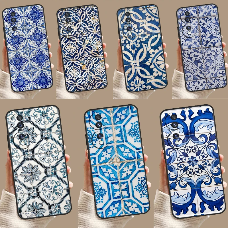 Portuguese Glazed Tiles Case For Honor 90 70 50 10 Magic 5 Lite Magic 6 Pro X7 X8 X9 X6a X7a X8a X9a X9b X8b Cover