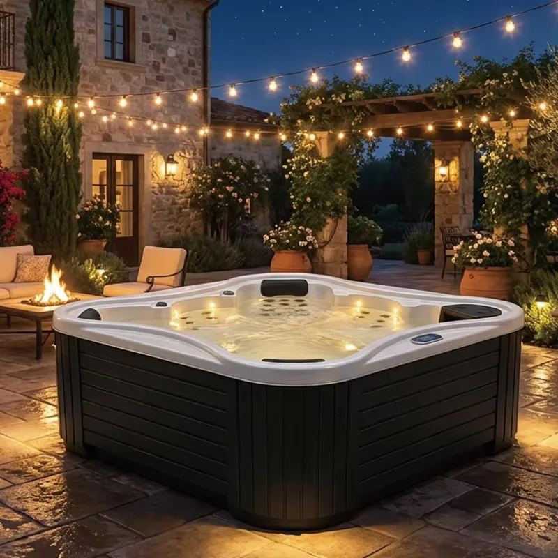 2026 New FL Customized Large Square Outdoor Spa Pools Acrylic Hot Tub with Whirlpool Massage for Adults & Children Above Ground