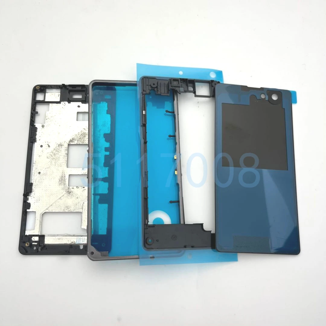 For Sony Xperia Z1 Compact mini D5503 Front Middle Frame Port Plug Cover Back Battery Cover Full Housing