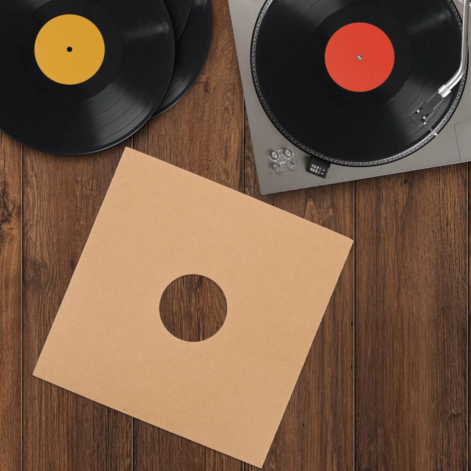 

4Pcs Vinyl Record Sleeves Kraft Brown Paper Sturdy Durable Ventilation Storage for Vinyl Album Collection Record Sleeves