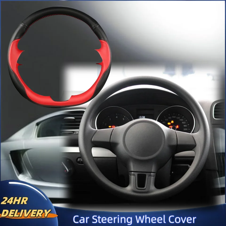 

Сшитый вручную чехол на руль из натуральной кожи своими руками для Volkswagen Golf 6 Mk6 VW Polo MK5 2010-2013, автомобильные аксессуары