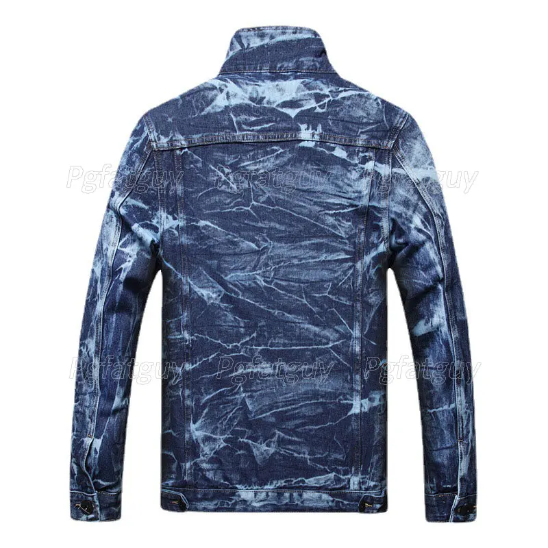 Casual Loose Men's 2 Piece Sets Irregular Tie Dye Long Sleeve Denim Jacket and Ripped Jeans Spring Autumn Size M-5XL Men Outfit