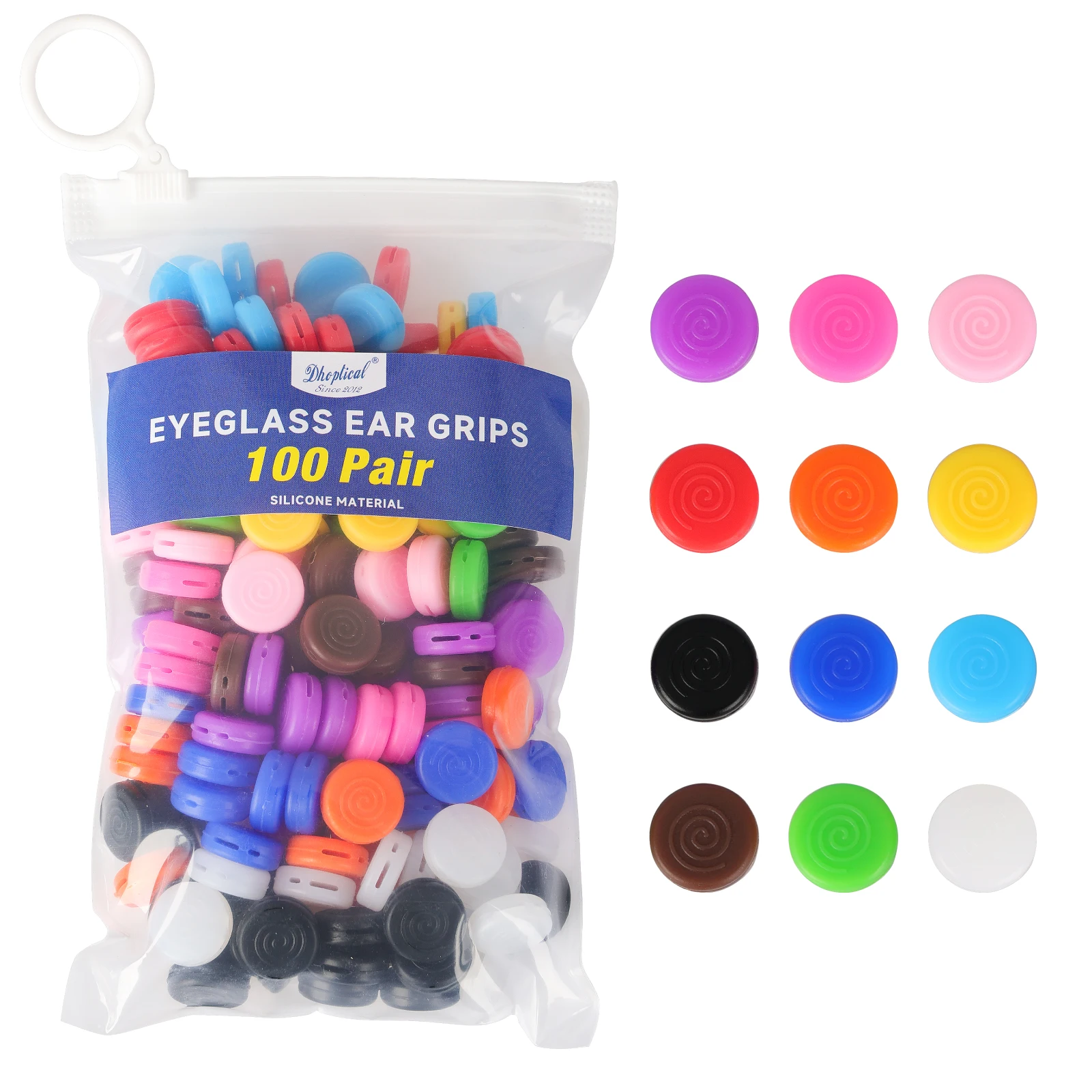 100 Paar Silikon-Ohrpolster für Brillen, bunt, 2 Löcher, verstellbar, rutschfest, Unisex, passend für Brillen – Detail 1