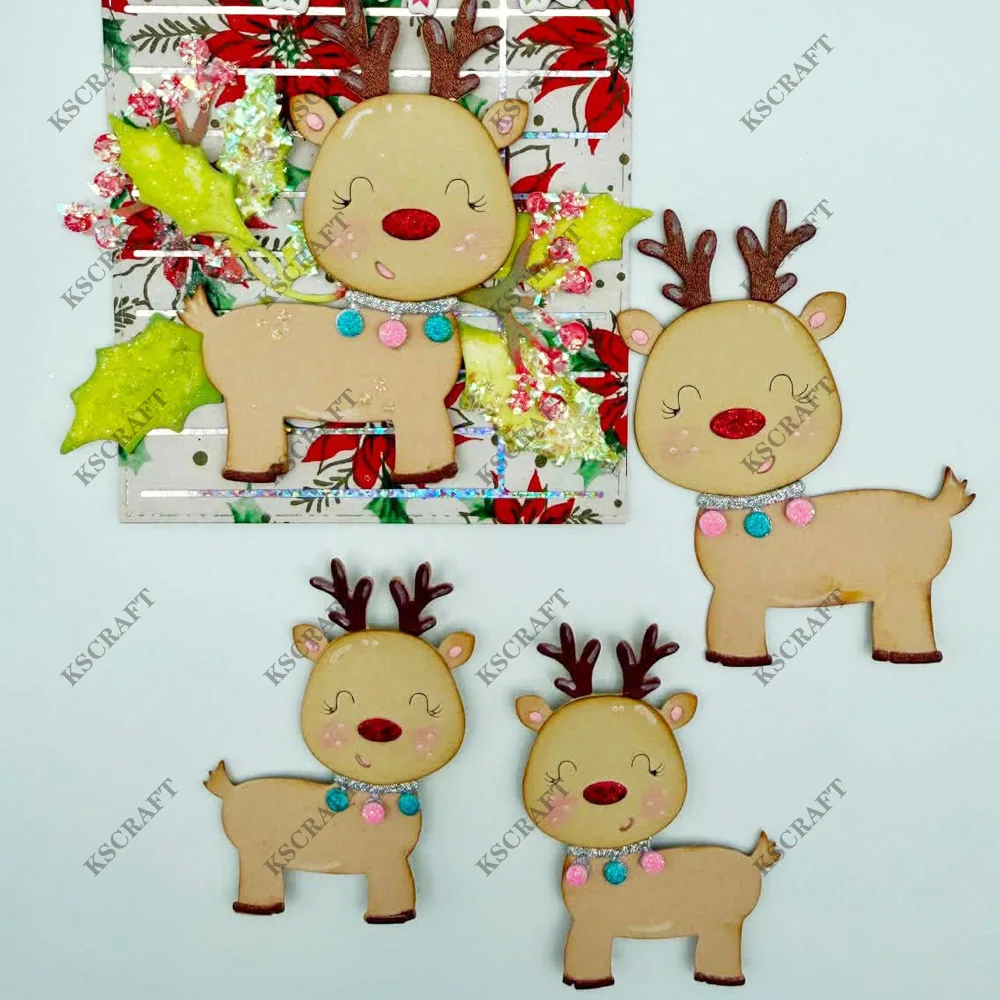 KSCRAFT Cute Reindeers Cutting Dies Stencils for DIY Scrapbooking Decorative Embossing DIY Paper Cards