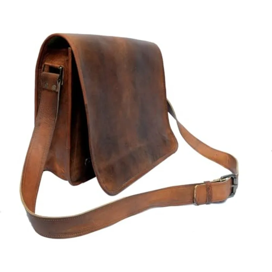 

IndianHandoArt Leather Real Messenger bag for Laptop Briefcase Satchel Men and Women medium