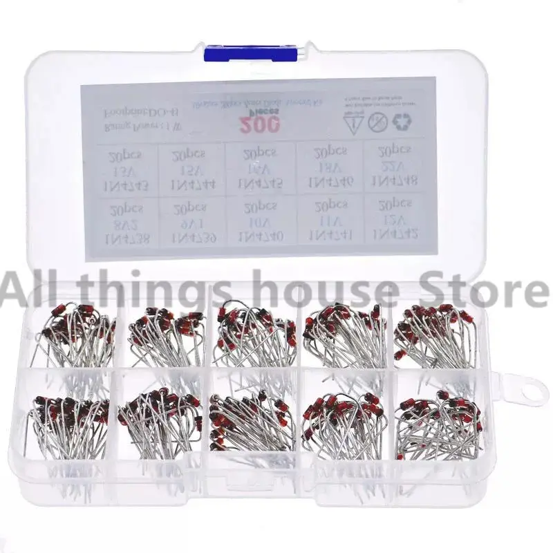 

200Pcs 1W Zener Diode Assortment Box Kit 1N4728 1N4729 1N4730 1N4731 1N4732 1N4733 1N4734 1N4735 1N4736 1N4737