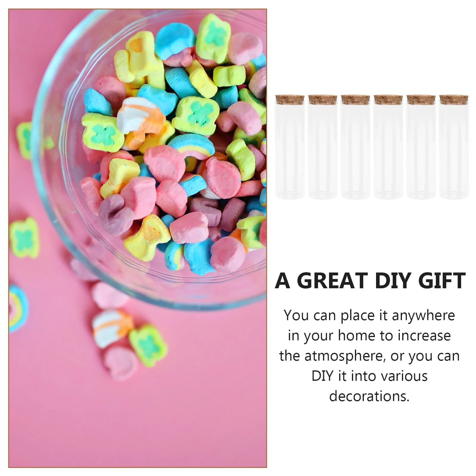 

6pcs Glass Test Tubes With Cork Stoppers For Bath Salt Candy Storage Science Diy Mini Bottle Reagent Container Glass Tube