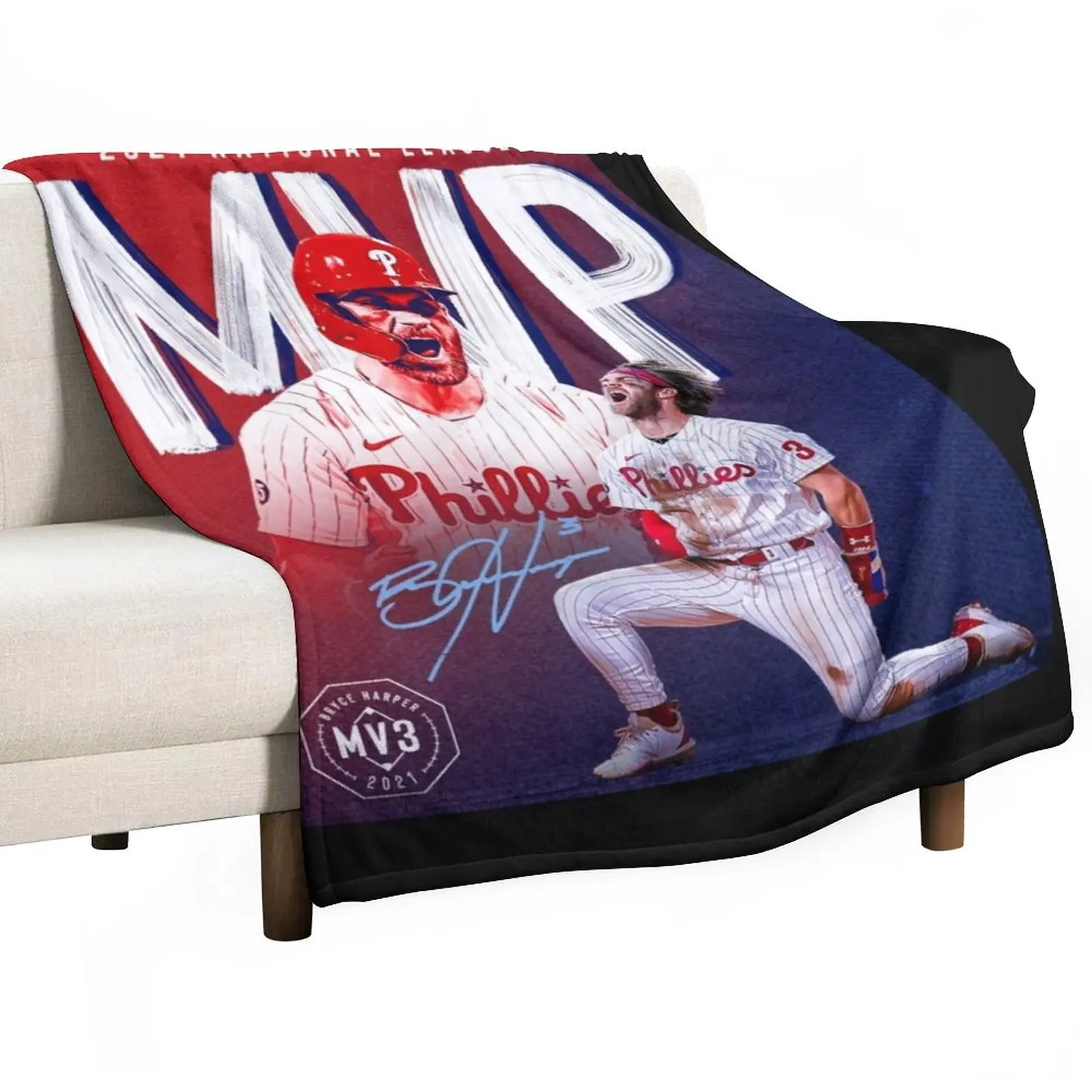 

bryce harper mvp Throw Blanket Baby Soft Plaid Bed linens Polar Blankets