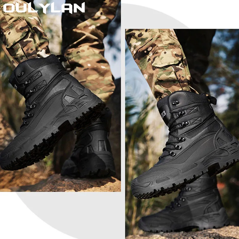 

2024 Tactical Boots Men Military Combat Training Boots Outdoor Climbing Hiking Shoes Men's Work Safety Desert Shoes New