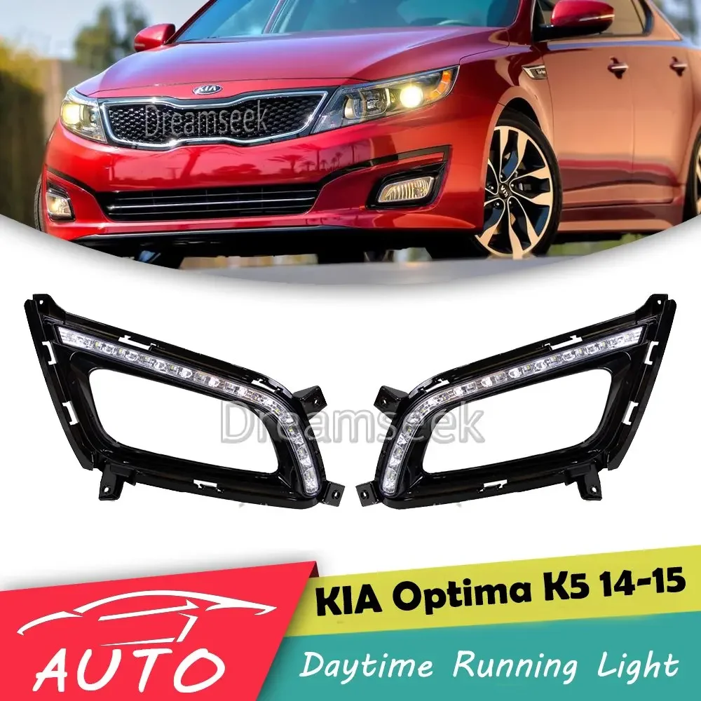 

ДХО для Kia Optima K5 2014 2015, светодиодные автомобильные дневные ходовые огни, реле, водонепроницаемые противотуманные фары дневного света
