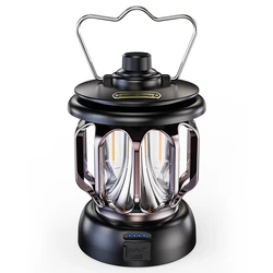 Retro Portable Camping Lantern 6000mAh Outdoor Kerosene Vintage Camp Lamp 3 Lighting Modes Tent Light for Hiking Climbing Yard