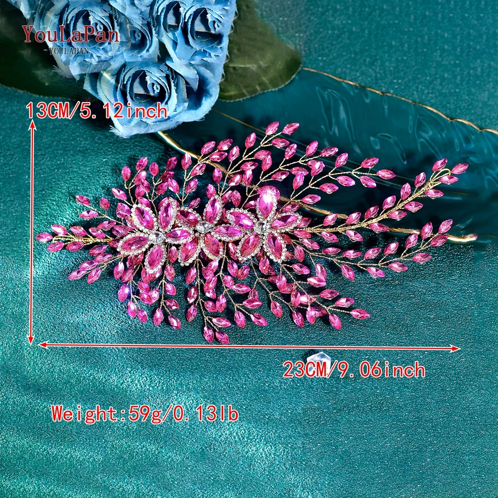 YouLaPan Bride Hair Pieces Trendy Rhinestone Handmade Leaves Shape Wedding Headband Women Party Banquet Hair Accessories HP852 image 6