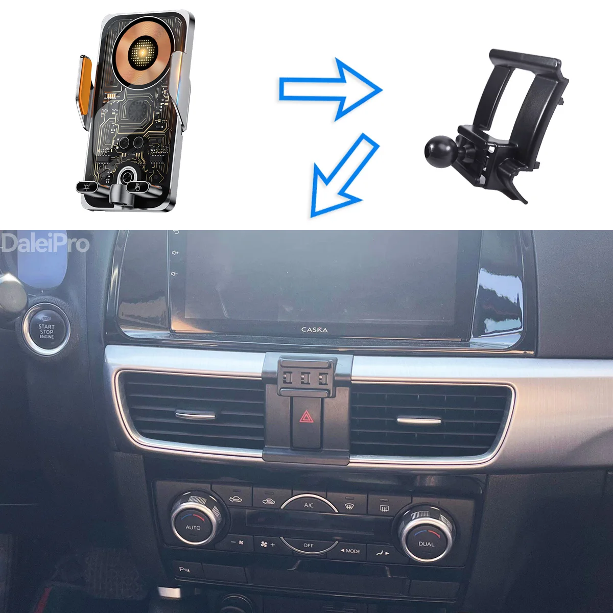For 2015 2016 Mazda CX-5 CX5 Car Phone Holder Wireless Charger Magsafe Holder Auto Clamping Strong Magnet for CX5 Accessories