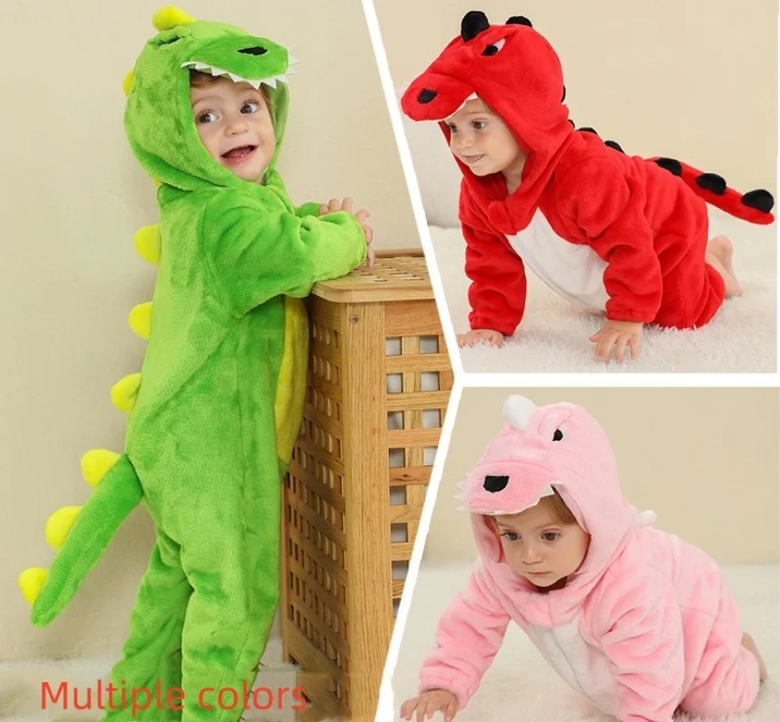 

Children's Crawling Suit Flannel infant one-piece Suit Children's Clothing Cinosaur-shaped One-piece Suit
